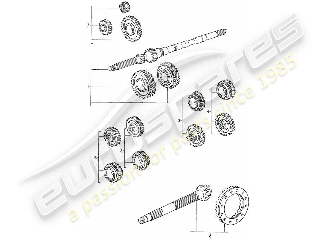 porsche 1996 (993) juegos de ruedas dentadas diagrama de piezas
