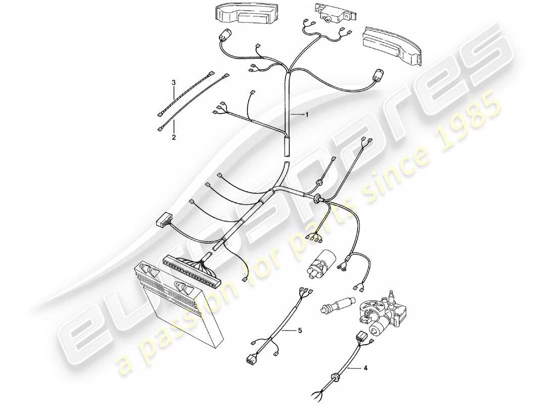 porsche 1981 (924) arneses de cableado - extremo trasero diagrama de piezas