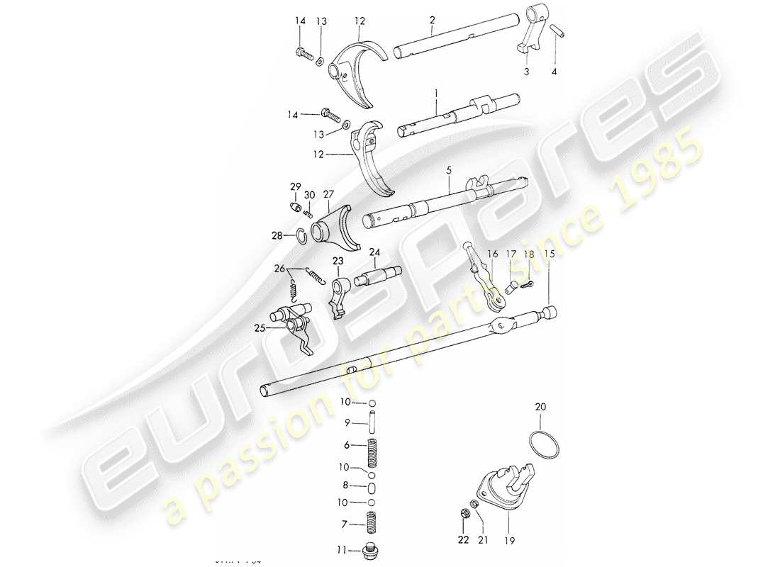 porsche 1972 (911) varillas de cambio - horquillas de cambio - tipo 925 - sportomatic - d - mj 1972>> diagrama de piezas