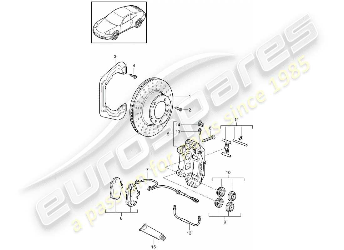 porsche 2011 (997-2) frenos de disco diagrama de piezas