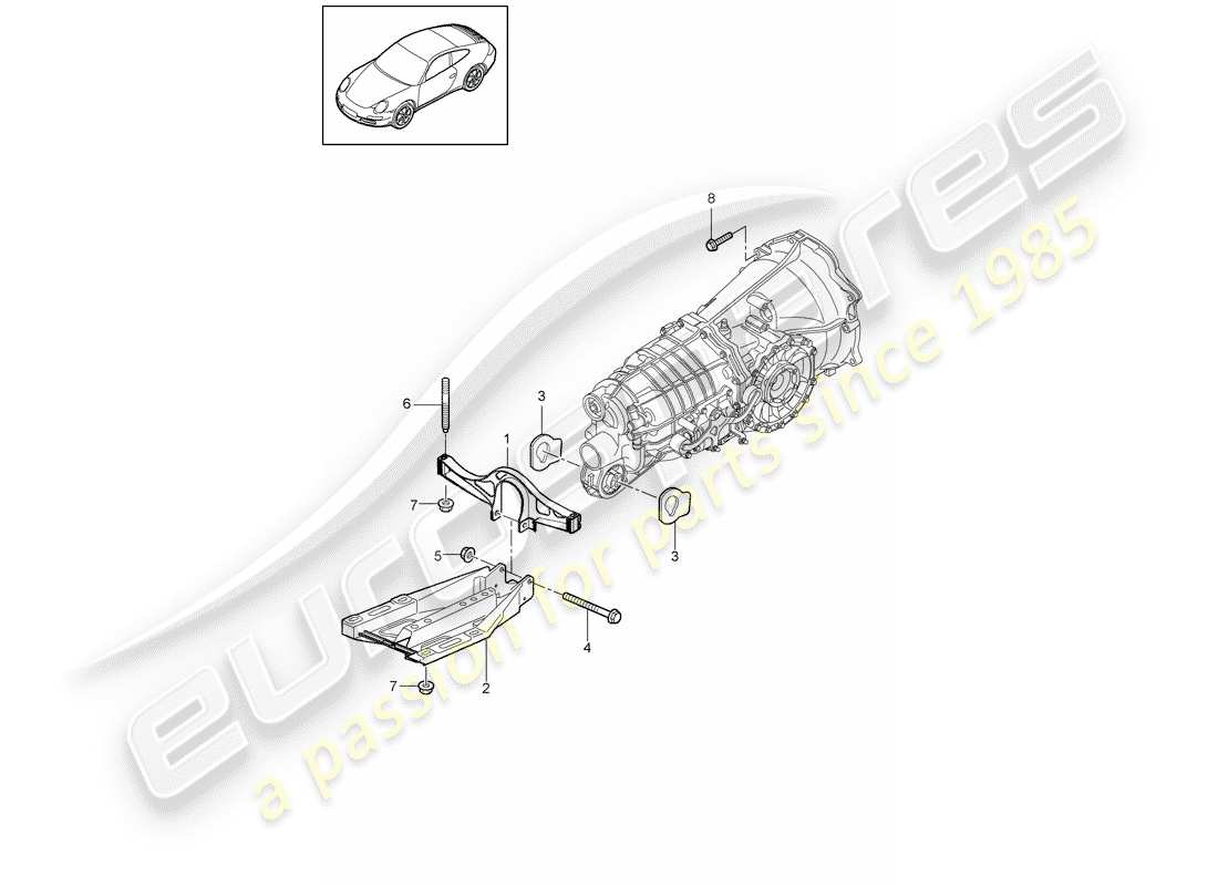 porsche 2011 (997-2) suspensión de la transmisión diagrama de piezas