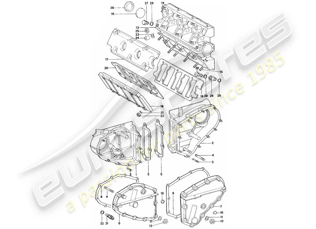 porsche 1977 (911) caja de cadena - carcasa del árbol de levas - juego de reparación para mantenimiento - ver ilustración: diagrama de piezas