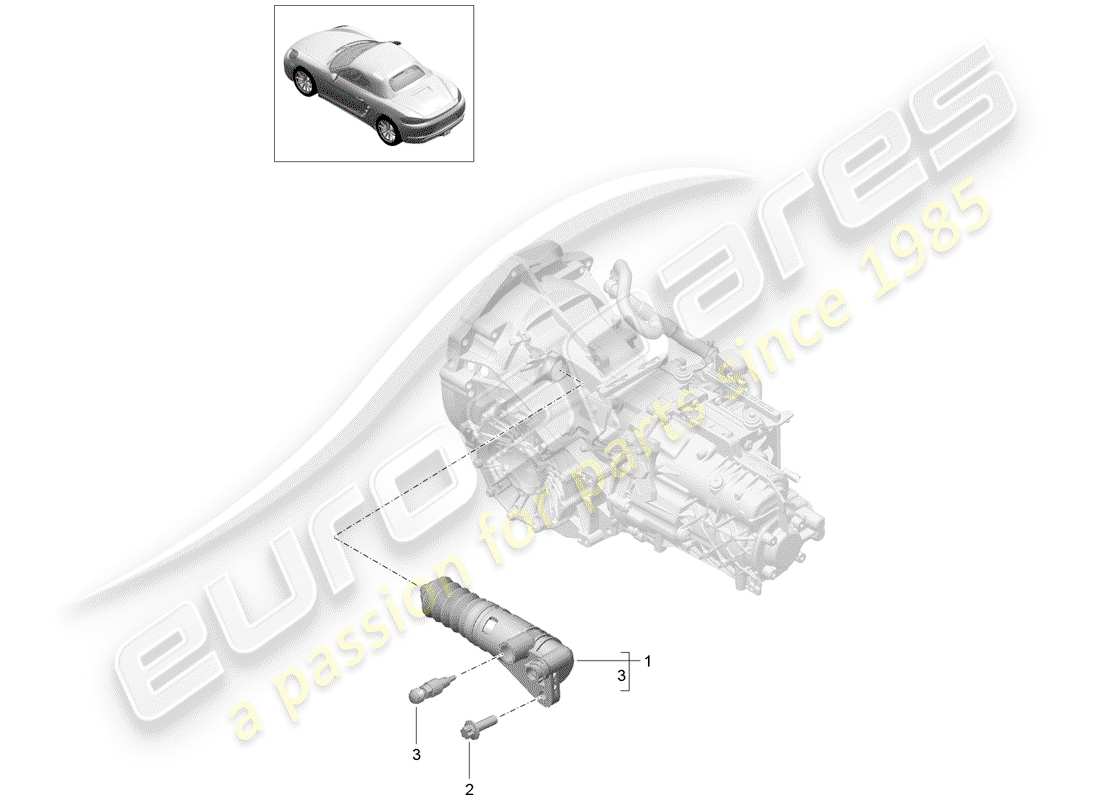 porsche 2018 (718 boxster) diagrama de piezas del cilindro esclavo del embrague