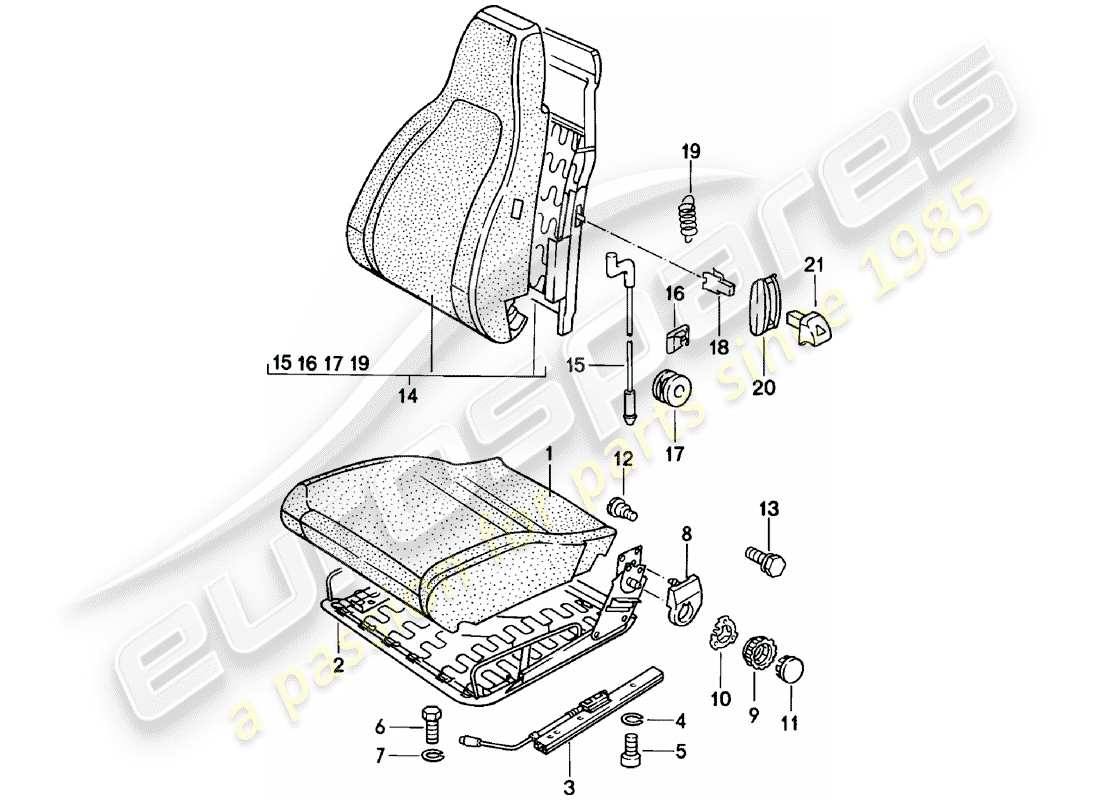 porsche 1982 (924) asiento delantero - piezas individuales diagrama de piezas