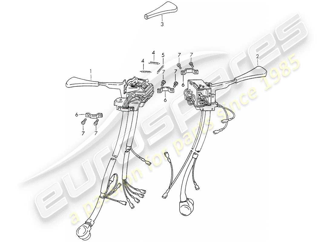 porsche 1973 (911) interruptor de la columna de dirección diagrama de piezas