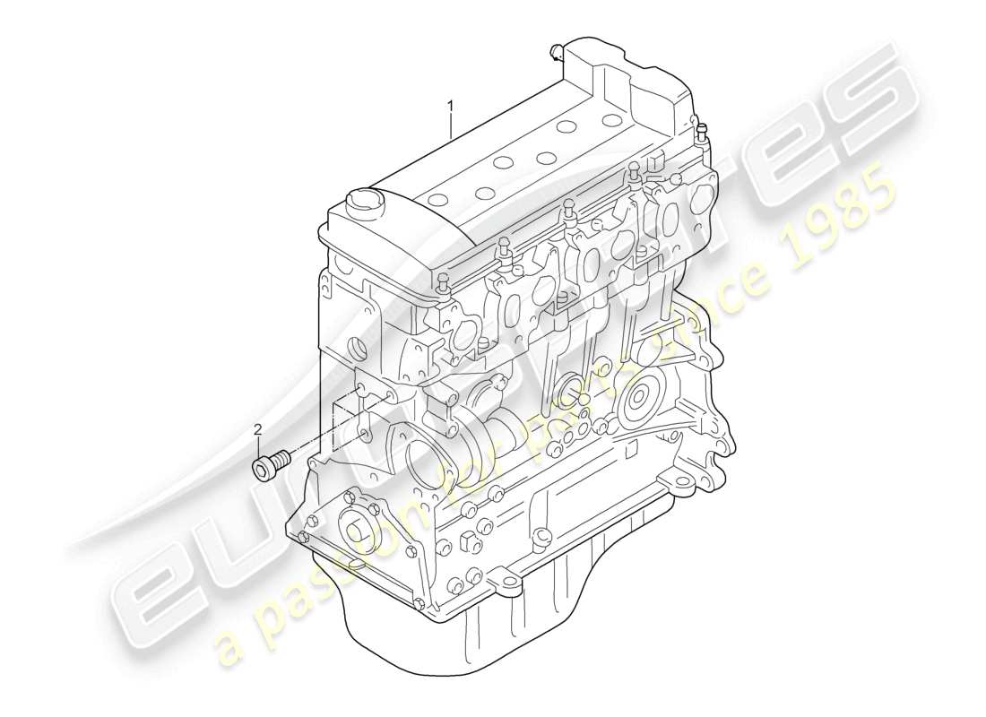porsche 2003 (cayenne e1 9pa) motor base que comprende: tapa de válvulas culata carcasa del cárter cárter de aceite del cigüeñal d - mj 2004>> diagrama de piezas
