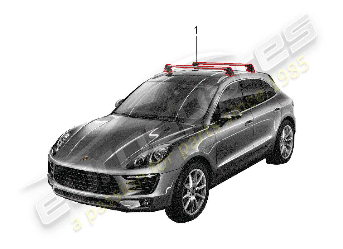 porsche 2020 (tequipment macan) portaequipajes de techo diagrama de piezas