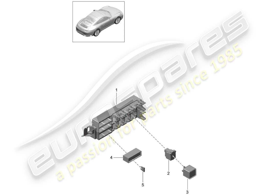 porsche 2019 (991-2) caja de fusibles/placa de relés diagrama de piezas