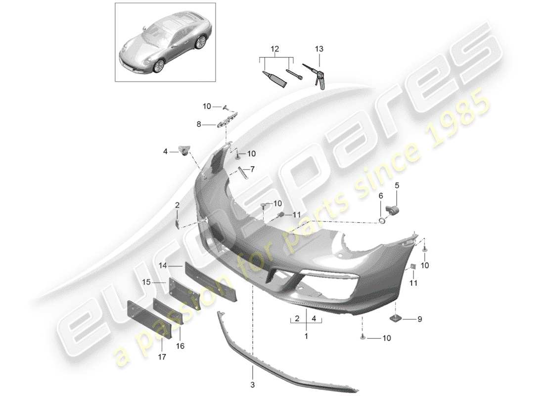 porsche 2019 (991-2) parachoque diagrama de piezas
