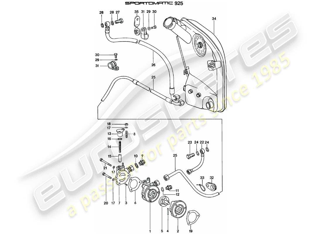 porsche 1979 (911) proveedor - -spm- - suministro de aceite - para - convertidor de par diagrama de piezas