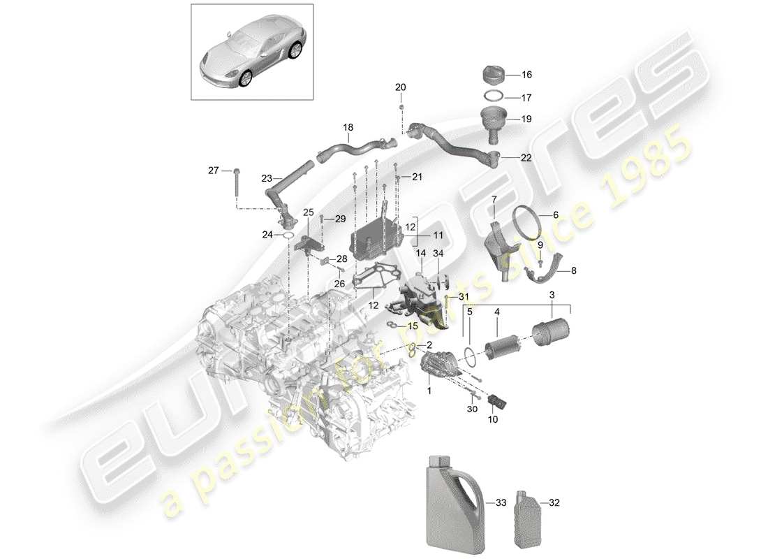 porsche 718 cayman (2020) motor (presión de aceite/lubricación) diagrama de piezas