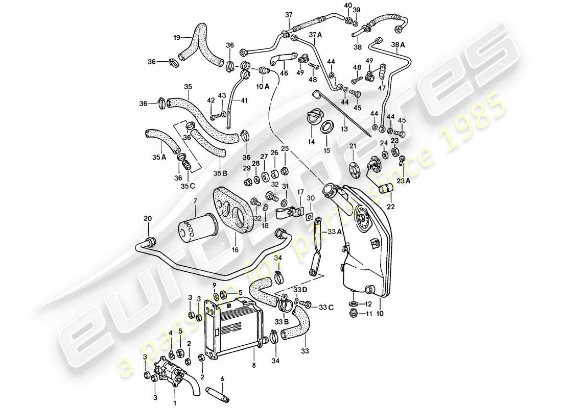 porsche 1979 (911) lubricación del motor diagrama de piezas