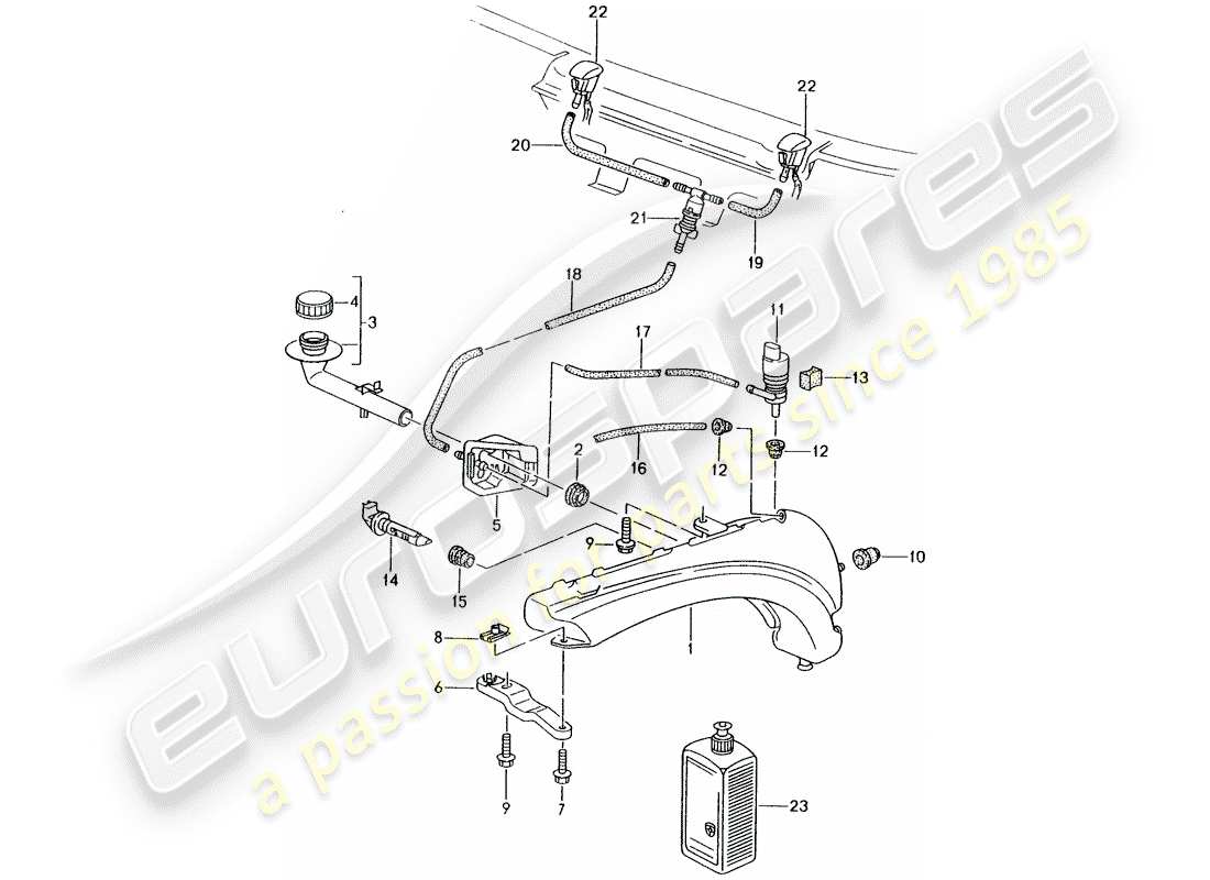 porsche 2004 (996) windshield washer unit diagrama de piezas