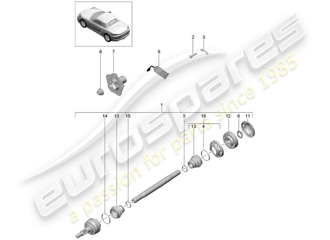 porsche 2020 (718 boxster) eje de accionamiento diagrama de piezas