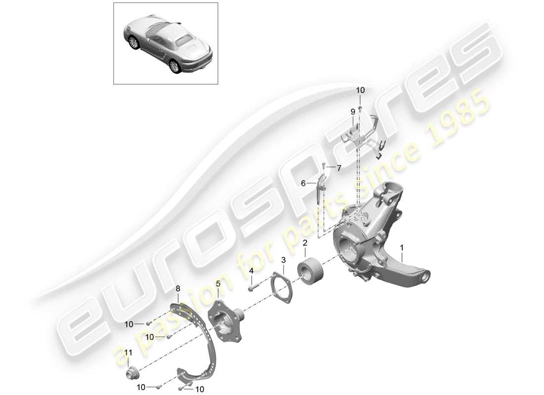 porsche 2020 (718 boxster) eje posterior diagrama de piezas