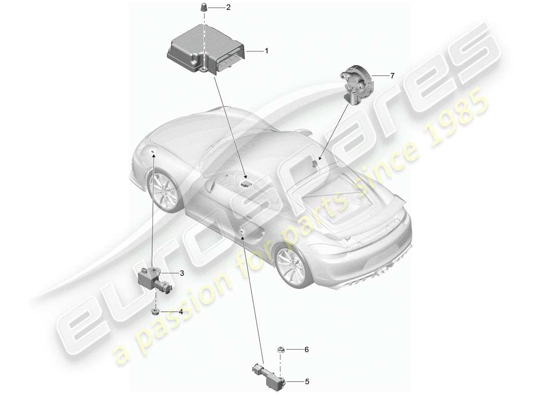 porsche 2016 (981 boxster spyder) módulo de control electrónico diagrama de piezas