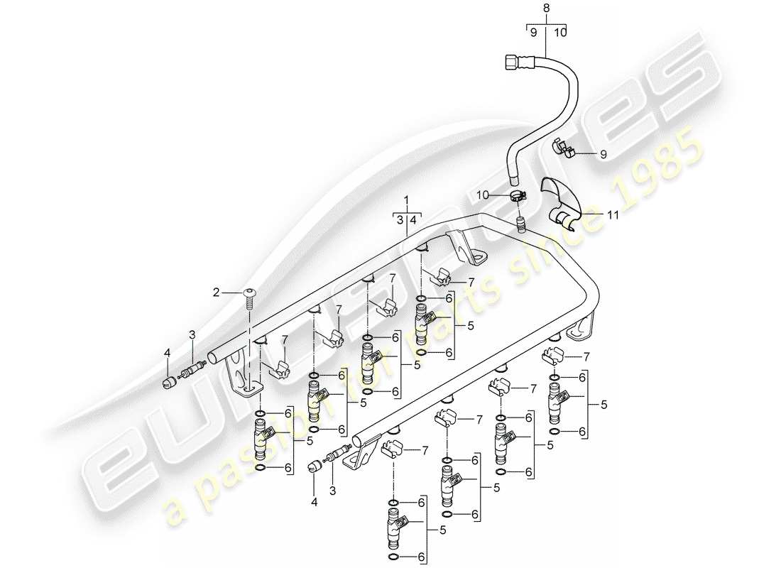 porsche 2006 (cayenne e1 9pa) diagrama de piezas del tubo de recogida de combustible