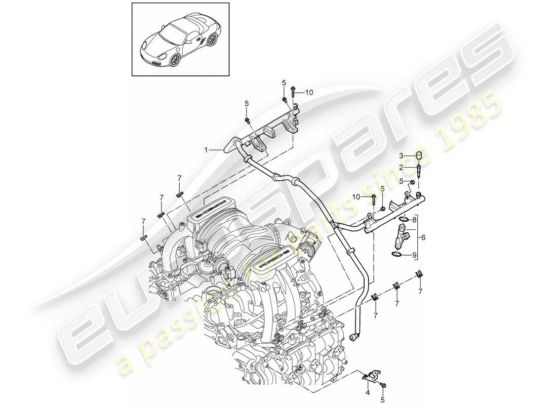 porsche 2009 (987 boxster) diagrama de piezas del tubo de recogida de combustible