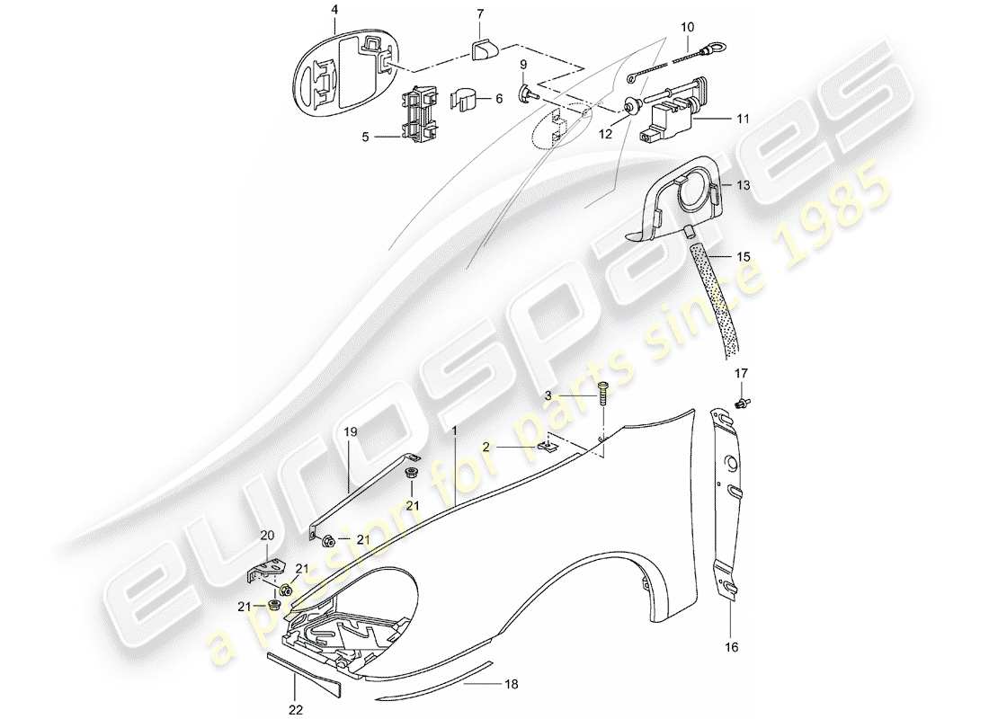 porsche 2004 (996) defensa diagrama de piezas