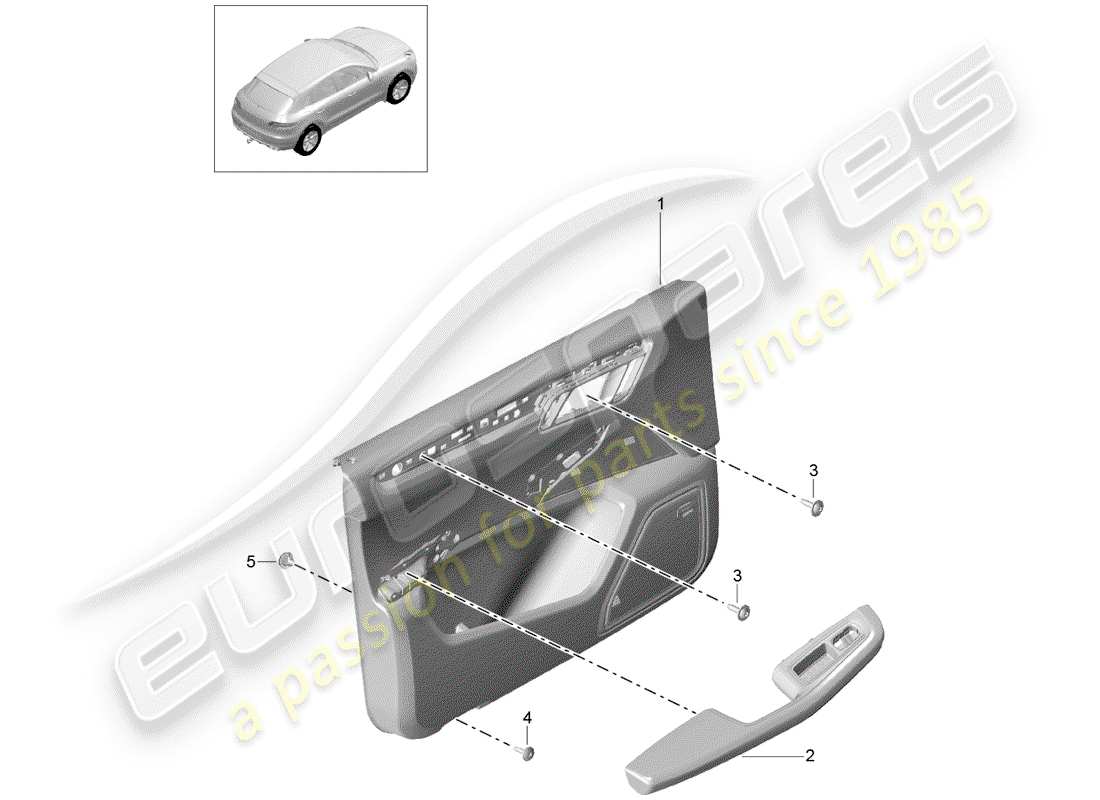 porsche 2018 (macan) panel de la puerta diagrama de piezas