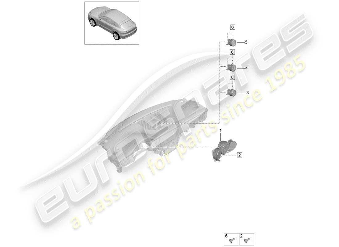 porsche 2019 (macan) diagrama de piezas del grupo de instrumentos