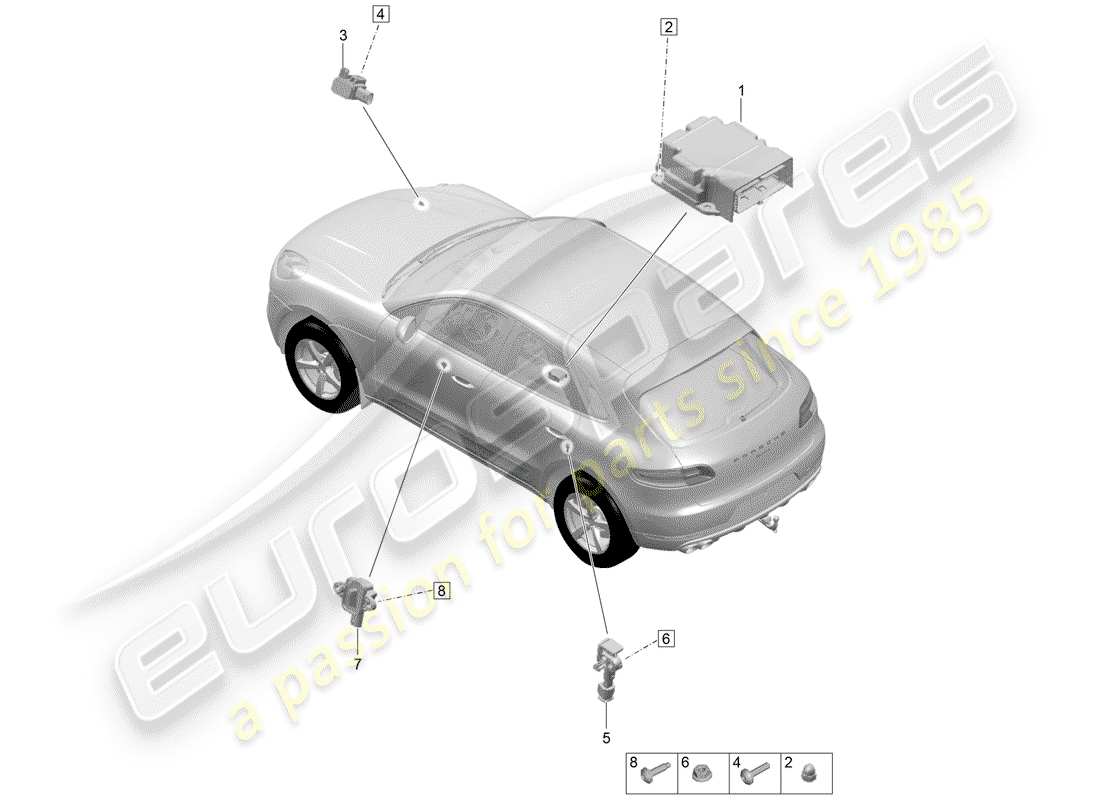 porsche 2019 (macan) módulo de control electrónico diagrama de piezas