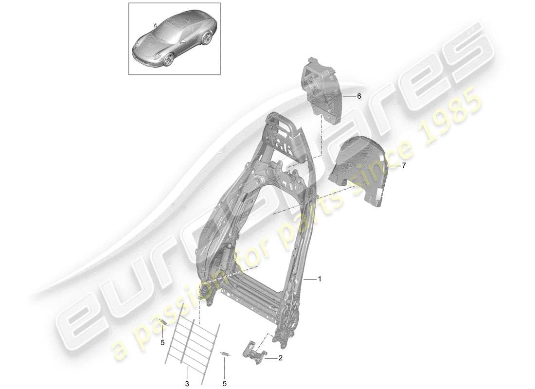 porsche 2014 (991-1) marco - respaldo diagrama de piezas
