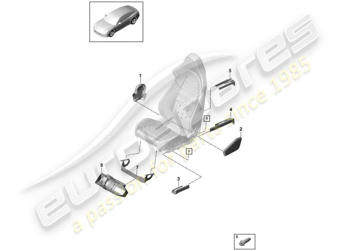 porsche 2017 (panamera 971-1) diagrama de piezas de seat