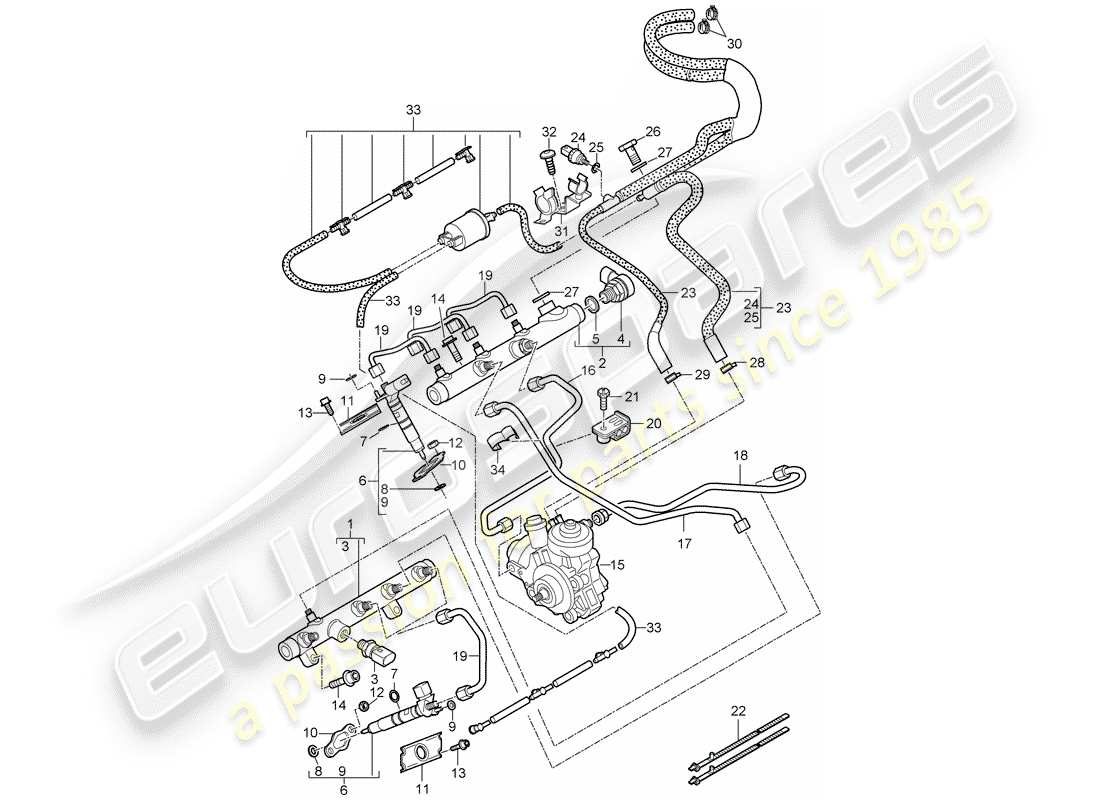 porsche 2008 (cayenne e1 9pa) diagrama de piezas del tubo de recogida de combustible
