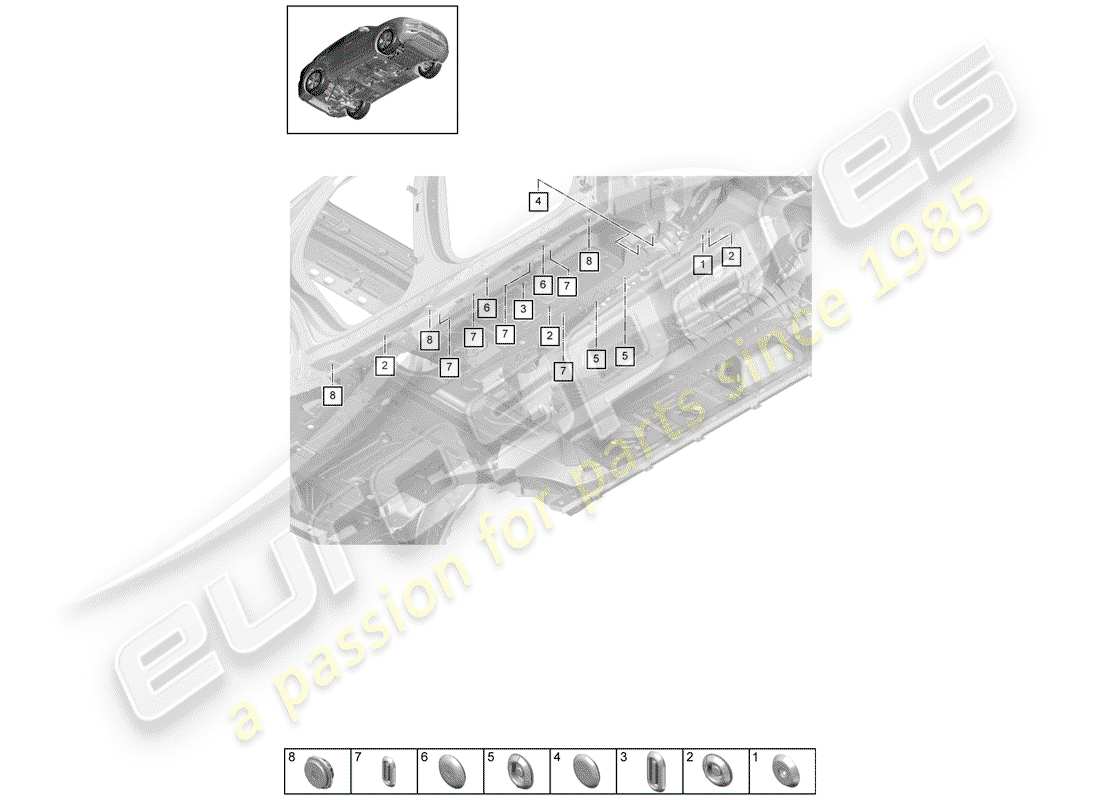 porsche 2018 (cayenne e3 9ya/9yb) enchufar diagrama de piezas