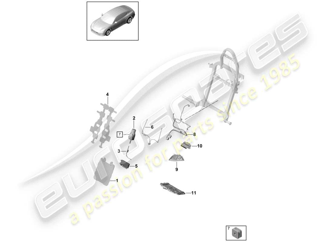 porsche 2017 (panamera 971-1) diagrama de pieza lumbar