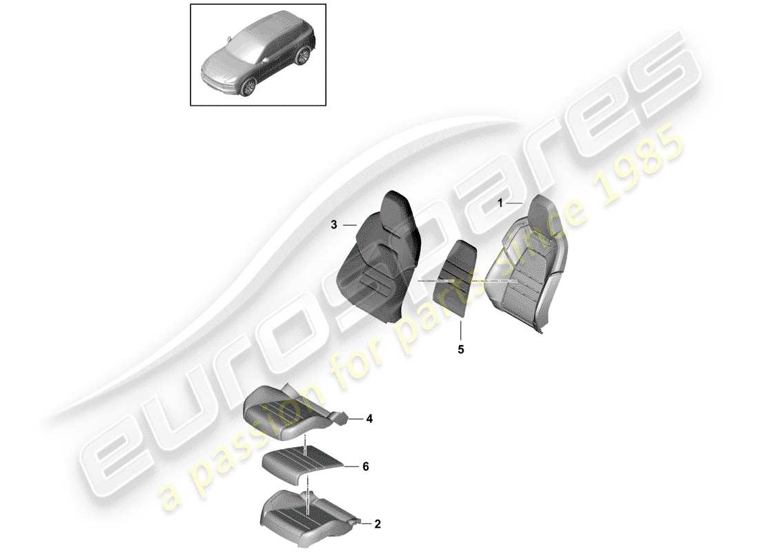 porsche 2020 (cayenne e3 9ya/9yb) parte de espuma diagrama de piezas