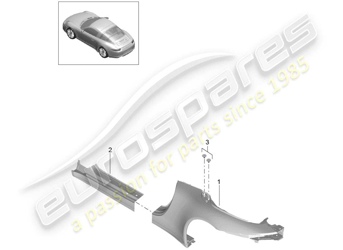 porsche 2014 (991-1) panel lateral diagrama de piezas