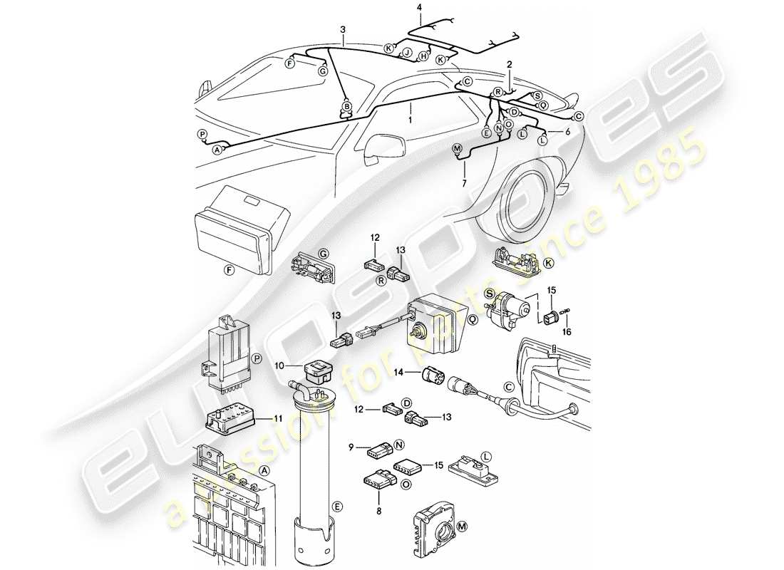 porsche 1983 (928) arnés - extremo trasero diagrama de piezas
