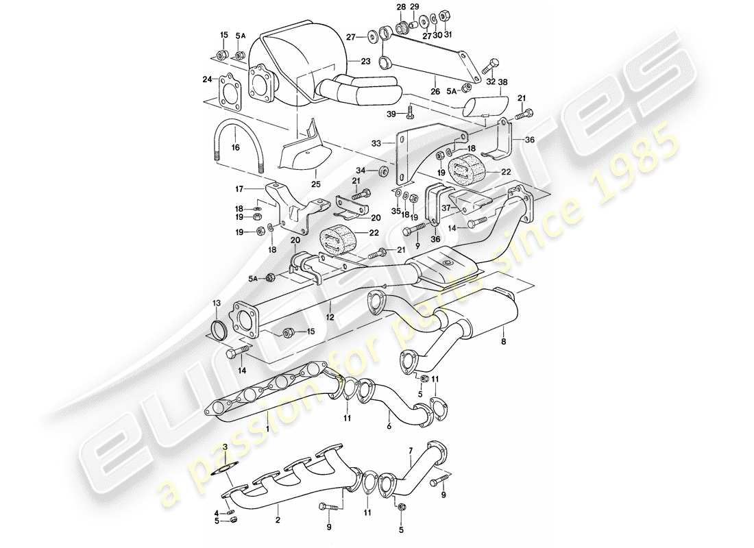 porsche 1978 (928) sistema de escape - d - mj 1978>> - mj 1978 diagrama de piezas