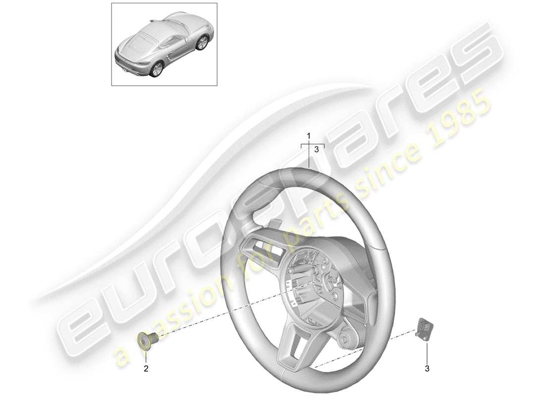porsche 718 cayman (2020) diagrama de piezas del volante