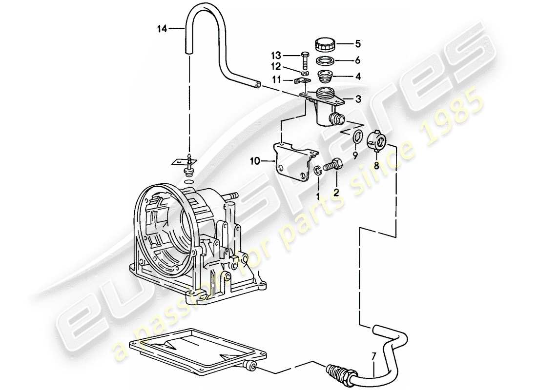porsche 1983 (944) entrada de aceite - transmisión automática diagrama de piezas