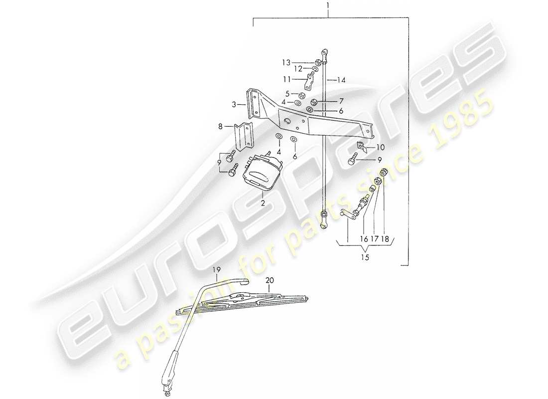 porsche 1973 (911) limpiaparabrisas trasero diagrama de piezas