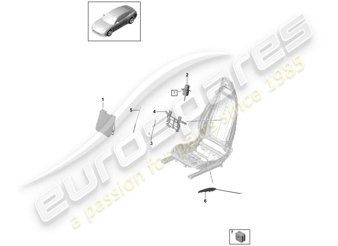 porsche 2019 (panamera 971-1) lumbar diagrama de piezas