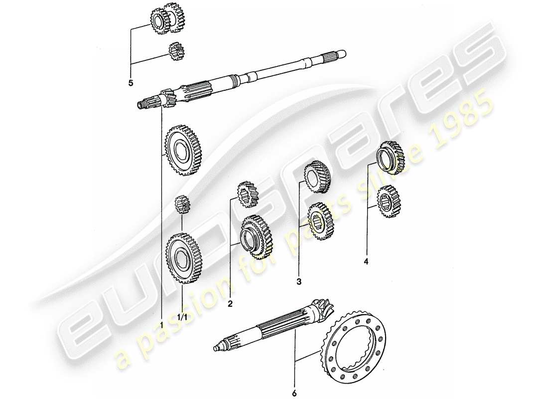 porsche 1977 (911) juegos de ruedas de engranaje - 4-speed diagrama de piezas