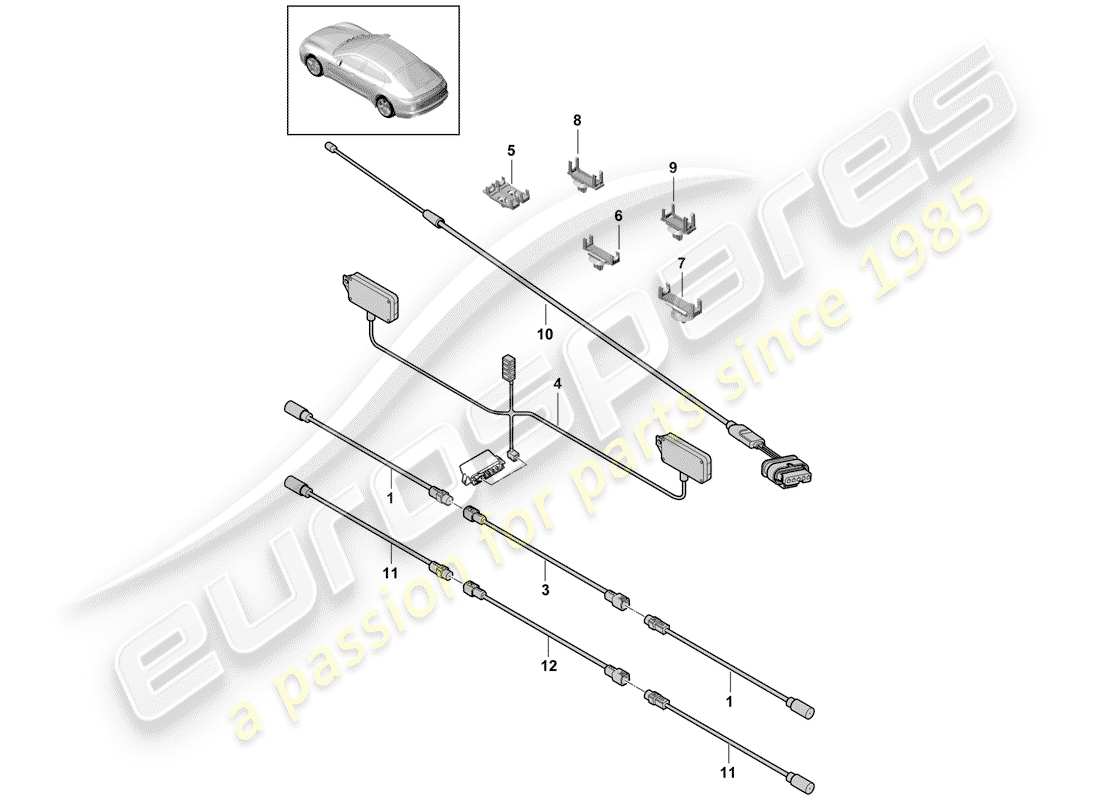 porsche 2020 (panamera 971-1) cable de conexión de antena diagrama de piezas
