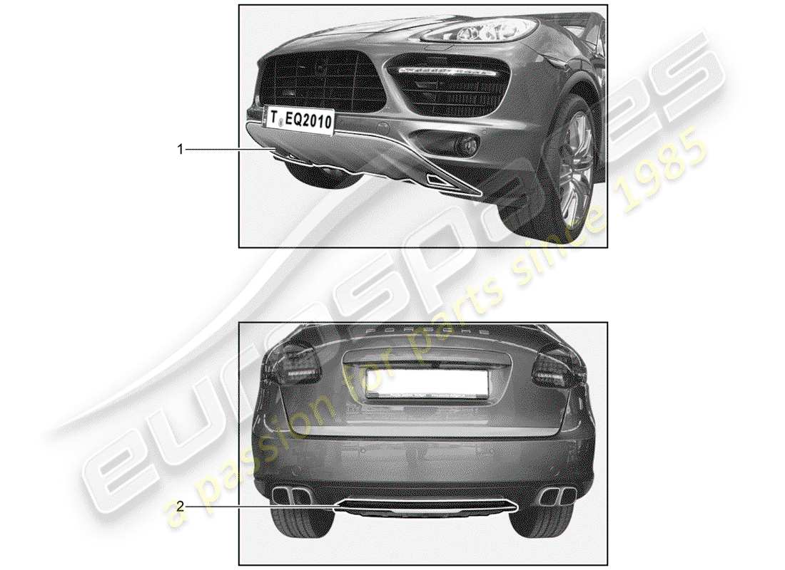 porsche 2016 (tequipment cayenne) funda para parachoques diagrama de piezas