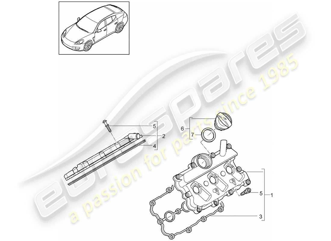 porsche 2012 (panamera 970) valve cover diagrama de piezas