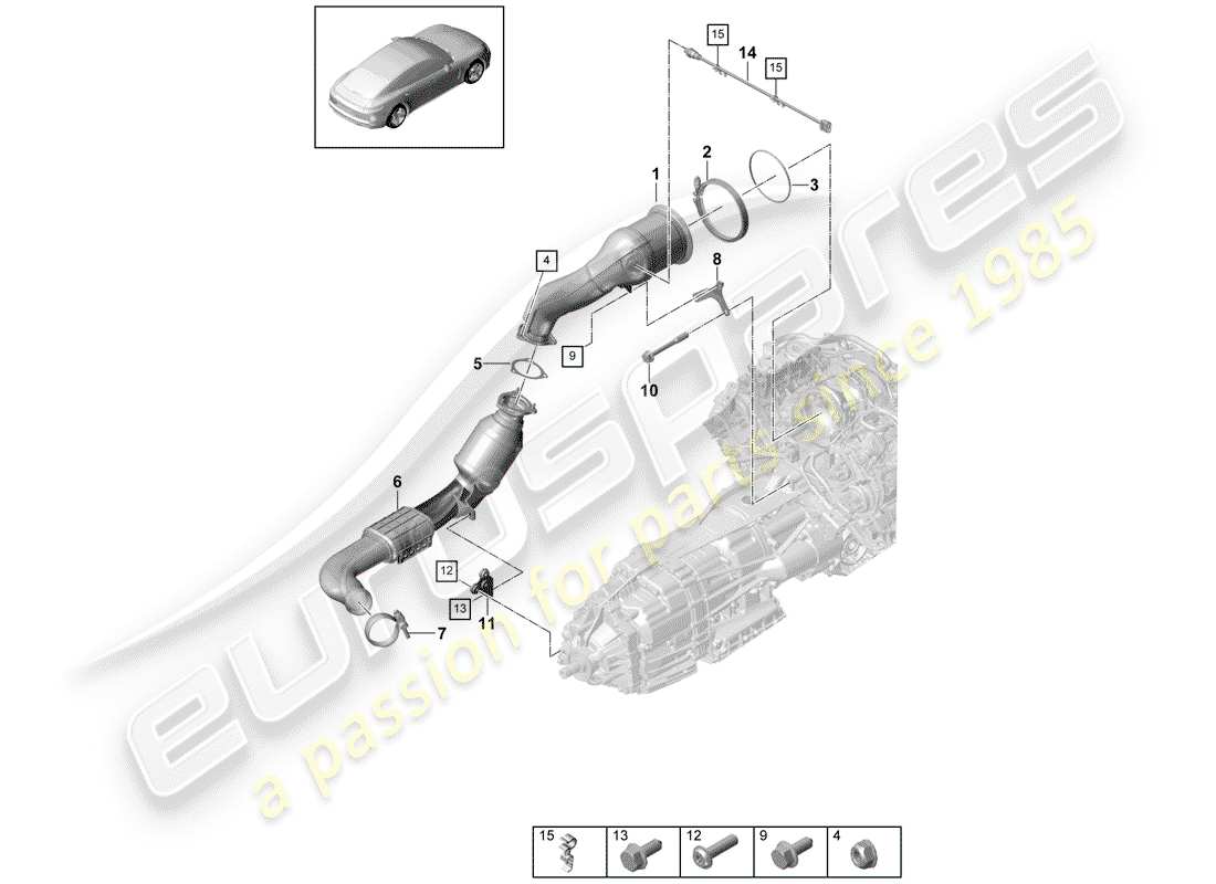 porsche 2018 (panamera 971-1) sistema de escape diagrama de piezas