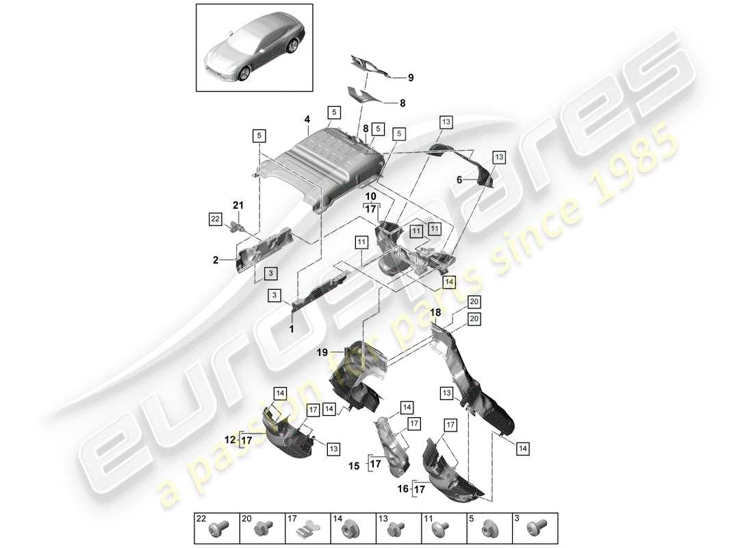 porsche 2020 (panamera 971-1) sistema de escape diagrama de piezas