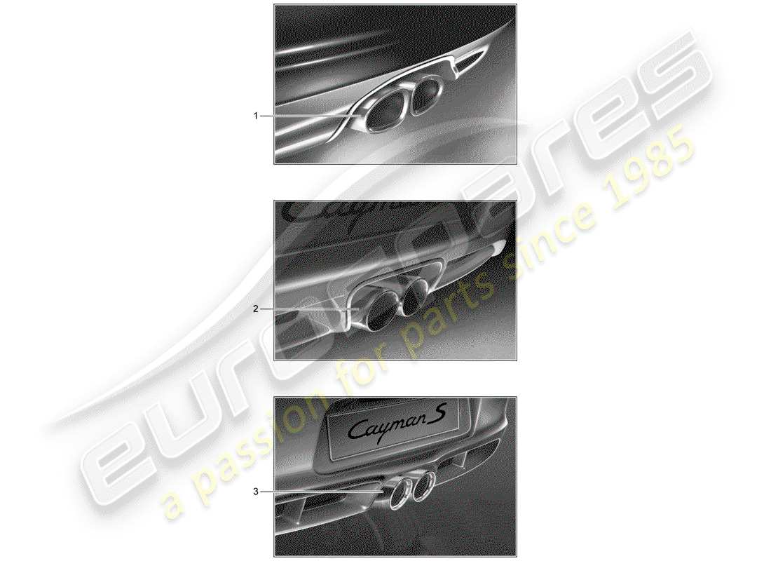 porsche 2007 (tequipment) tubo de escape deportivo diagrama de piezas
