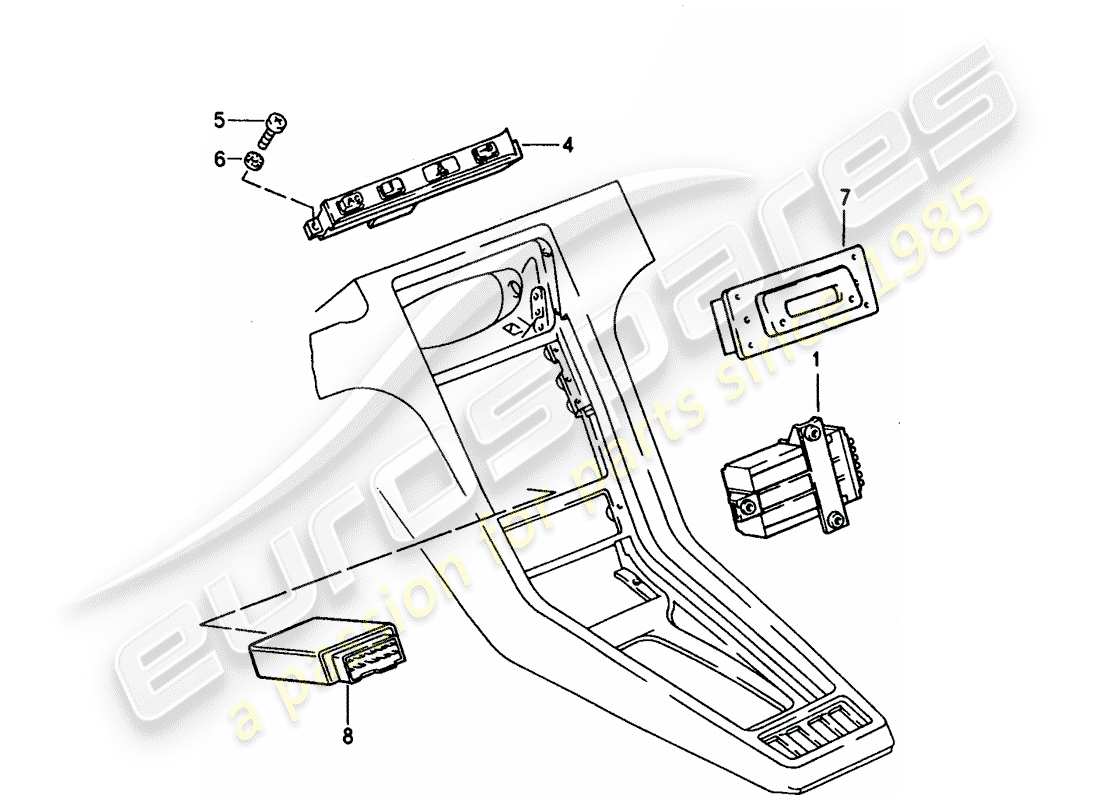 porsche 1994 (928) indicador central - unidad de control de alarma diagrama de piezas