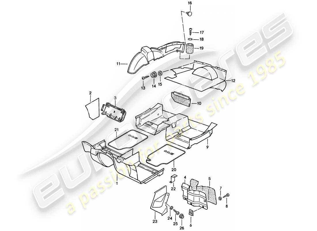 porsche 1982 (944) adornos diagrama de piezas