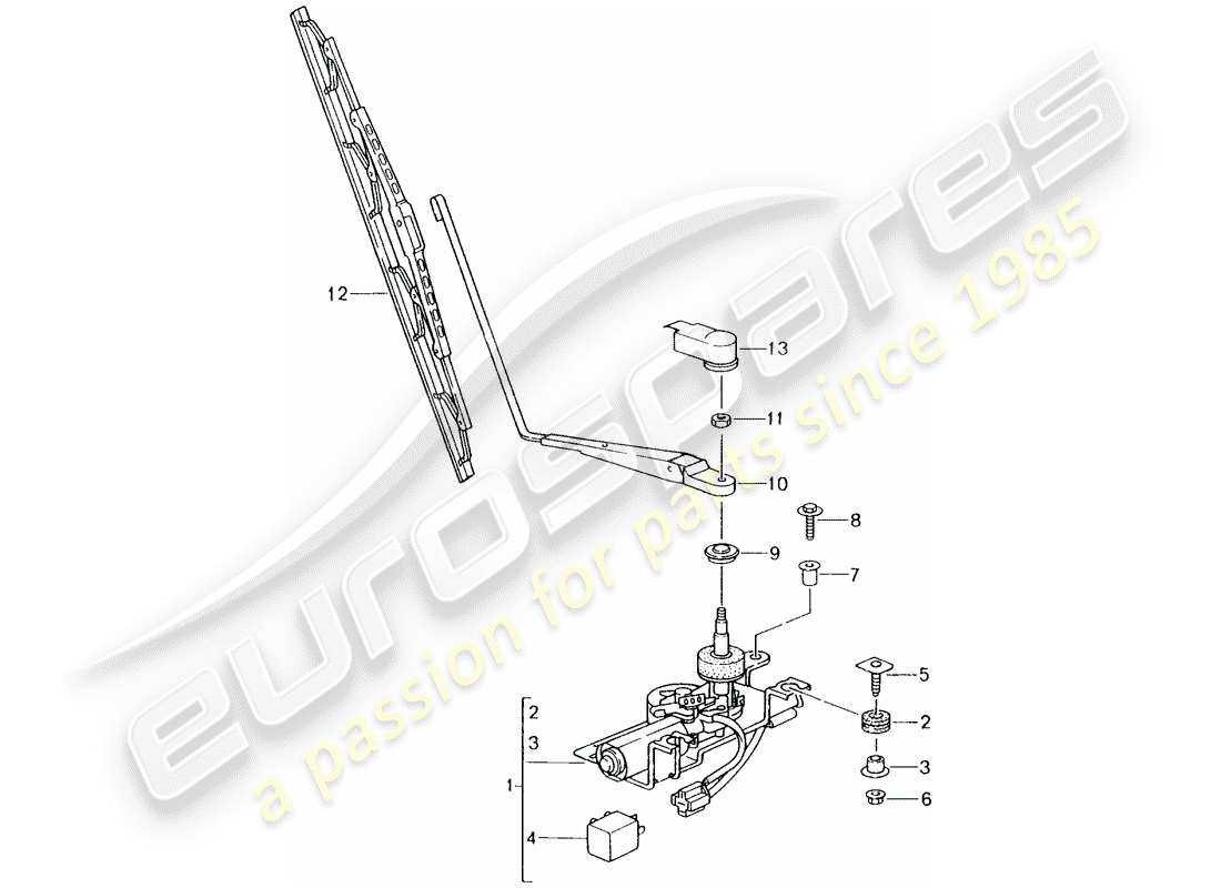 porsche 2004 (996) limpiaparabrisas trasero diagrama de piezas