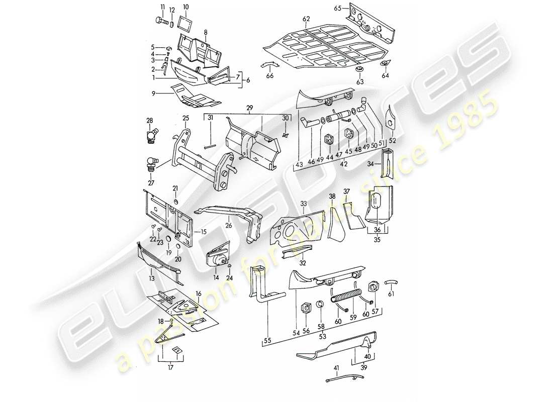 porsche 1961 (356b/356c) marco - piezas individuales diagrama de piezas